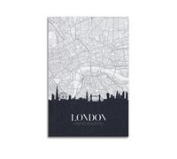 MZKSUERS London Skyline And City Map for Travel Poster Poster Decorative Painting Canvas Wall Posters And Art Picture Print Modern Family Bedroom Decor Posters 08x12inch(20x30cm)
