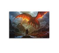 MZKSUERS Warrior Dragon Wizard Poster Poster Decorative Painting Canvas Wall Posters And Art Picture Print Modern Family Bedroom Decor Posters 12x18inch(30x45cm)