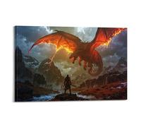 MZKSUERS Warrior Dragon Wizard Poster Poster Decorative Painting Canvas Wall Posters And Art Picture Print Modern Family Bedroom Decor Posters 08x12inch(20x30cm)