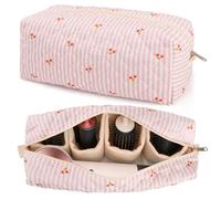MZLUWM Quilted Hair Tool Organizer Travel Bag Cute Floral Travel Case for Shark FlexStyle Dyson Airwrap Hair Dryer Hair Styling Accessories Cotton Portable Hair Dryer Bag Organizer, Pink Striped, 13