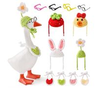 MZLUWM12 Pcs Mini Desk Goose Outfits 7 Inch Goose Outfits Hat with Sunglasses Mini Porch Goose Headwear for Magnetic Goose Statue Keychain Clothes for Table Decor