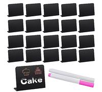 MZMing 20 Pieces Mini Plastic Display Chalk Board Signs Small Blackboard Sign with Chalk Pens Mini Chalkboard Price Tags for Display Food for Shop Buffet Bakery Cafe Wedding Party