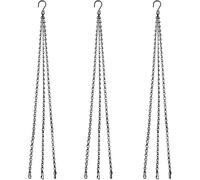 MZMing 3 Pack 76cm Hanging Basket 3-Leg Chain Replacement Metal Chain Hanger with Hook and Clip for Hanging Garden Flower Pots Planters Bird Feeders Lanterns Chalkboards and Ornaments - Black