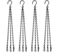 MZMing 4 Pack 41cm Hanging Basket 3-Leg Chain Replacement Metal Chain Hanger with Hook and Clip for Hanging Garden Flower Pots Planters Bird Feeders Lanterns Chalkboards and Ornaments - Black