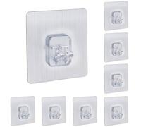 MZMing 8 Pieces Adhesive Sticker Hooks Corner Shower Caddy Hooks No Drilling Waterproof Storage Shelf Sticky Hooks Wall Mounted Hanging Basket Organizer for Kitchen Shower Bathroom Toilet Shelf Basket