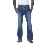 MZNBURAM Men's Stretch Slim Fit Bell Bottom Cowboy Denim Disco Pants Flared Jeans-31 Inseam, A#dark Blue, 32