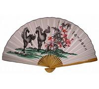 Mzo "Classic 35 Oriental Feng Shui Wall Fan-Double Horses