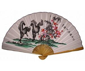 Mzo "Classic 35 Oriental Feng Shui Wall Fan-Double Horses