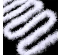 mzoLife 5 Pack 2M Christmas Tree White Feather Ribbon, 6.6ft Xmas Boa Strip Christmas Tree Winding Garland Craft Decoration for Party Wedding