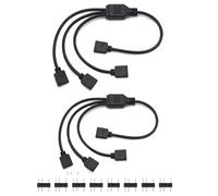 MZOYOURO 2 pcs ARGB Splitter Cable, 5 V 3 pin, splitter argb, 1 presa su 3 spine 30 cmfor Computer Chassis, CPU Cooler and 5V ARGB Fan(Black)
