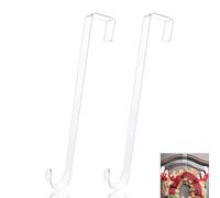 MZOYOURO 2 pcs Clear Wreath Hanger, 12'' Hangers for Indoor/Outdoor Doors, Over The Door Hooks, Over The Door Wreath Hook Hanger, for Indoor or Outdoor Home Decor