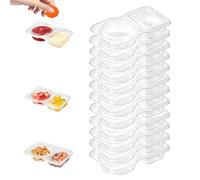 MZOYOURO Reusable Snack Pack Containers,18PCS Double Compartment Snack Containers, Portable Thickened and Reusable Snacks Packs, 2 Compartment Hinged Lid Clear Plastic Portion Cups