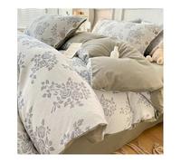 MZP Cotton 4PC Bedding Set,Soft Breathable Duvet Cover Set with Fitted Sheet,2 Pillowcases, Non-Slip Fitted Sheet,Machine Washable(Green E,QUEEN)