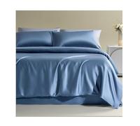 MZP King/queen size comforter cover Luxury & Sexy Bedding Duvet Covers Reversible ComfyBreathable Wrinkle Free 4 pieces Satin dubet cover Fitted Sheet Pillow Cases(Blue A,QUEEN)