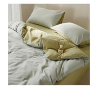 MZP Soft Duvet Cover Set Queen Size,4pcs Reversible Solid color Bedding Set, 1 King Comforter Cove with Zipper Closuren, 1 Fitted Sheetand 2 Pillow Shams(Green A,KING)