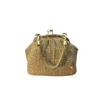 MZPOZB Diamond Bag Evening Bling Diamond Studded Handbag For Lady Banquet Glitzy Polyester Material Medium Size Women's Bag(Light golden)