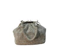 MZPOZB Diamond Bag Evening Bling Diamond Studded Handbag For Lady Banquet Glitzy Polyester Material Medium Size Women's Bag(Light silver)