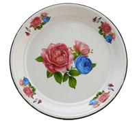 MZPOZB Extra-Thick 30cm X 36cm Enamel Tea Tray Large Round Serving Platter Enamel Fruit Bowl Dishx(30cm-B)