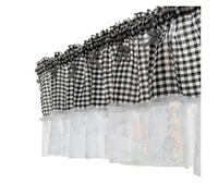 MZPOZB Short Curtains Coffee Curtain Finished Pole Lattice Lace Short Half(Color 4,150x60cm)