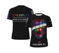 MZPQDKSLK Men's Cold&Play Logo Graphic Black T-Shirt Short Sleeve T Shirt for Men Round Neck Music Band Tshirt Clothes Merch for Fans Gift