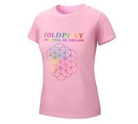 MZPQDKSLK Women's Cold&Play Logo Graphic Black Cotton T-Shirt Short Sleeve T Shirt for Women Round Neck Music Band Tshirt Clothes Merch for Fans Gift