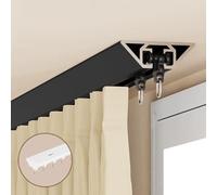 MZQMK Room Divider, Ceiling Curtain Track, Room Divider Curtain Rod, Aluminium Alloy Ceiling Track For Curtains, Easy Install(A black,3.3M/(10.8FT))