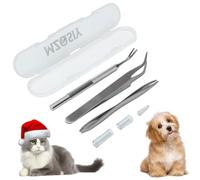 MZQSIY 2PCS Tick Remover Tool Set,Professional Stainless Steel Remover Kit for Dogs/Cats/Horses/Humans,Includes Tick Tweezers,Sharp Rake and Handy Box (2 Set)