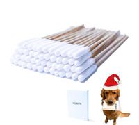 MZQSIY Pet Dog Ear Cleaner Bamboo Cotton Buds 15.5cm Enhanced Long Cane Stick Wax Remover Itchy Ear Remedy Cleaning Swabs for Cleaning Animals Ears Wax Infection Removal (100)