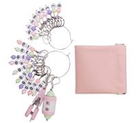 MZRAN 10Pcs Number Beaded Stitching Marker Charm With Knitting Counter And Small Scissors For Knitting Weaving Jewelry Making Metal Stitching Markers