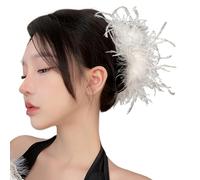 MZRAN 1920s Hair Clip Large Hair Claw Clip Fashion Hair Adornment Holder Feather Barrettes Hair Styling Tool Ornaments