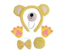 MZRAN 4/5/6Pcs Bear Costumes Cosplays Bear Ears Headbands Tail Bowtie Nose Tutu Glove Animal Fancy Costume Accessories