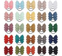 MZRAN 40pcs Pigtail Hair Bows Elastic Bands For Baby Girls Ponytail Holder Scrunchies Soft Grosgrain Ribbon Hair Accesories