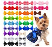 MZRAN 50Pieces Pet Bowknot Hair Clip Bright Color Ribbon Hair Bows For Adding Charm Pet Festival Grooming Accessories