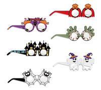 MZRAN 6Pcs/set Funny Halloween Party Eyeglasses Paper Glasses Witch Bat Pumpkin Frames Cosplay Dressing Up Paper