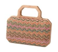 MZRAN All-matching Crossbody Bag For Women Handbag With Wood Handle Straw Beach Bag Shoulder Stylish Messengers Women Shoulder Straw Beach Stylish Crossbody Daily For Vacation