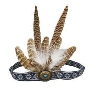 MZRAN Bohemian Feathered Headdress Indian Hairband For Cultural Event Music Festivals And Dance Performances Vintage Headpiece