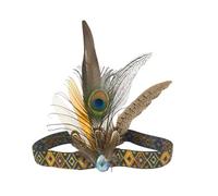 MZRAN Bohemian Feathered Headdress Indian Hairband For Cultural Event Music Festivals And Dance Performances Vintage Headpiece