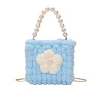 MZRAN Bohomian Knitted Bag Ergonomic Design Soft Shoulder Bags Casual Crossbody Purse Evnening Bag Stylish Accessory Puff Flower Shoulder