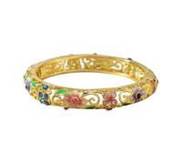 MZRAN Comfortable Ethnic Enameled Clovers Featuring Drip Oil Art for Hope Luck