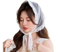MZRAN Delicate Lace Kerchiefs Teens Girl Summer Spring Hair Scarf Sheer Triangle Hairband for Women Photo Shoot Hair Kerchiefs