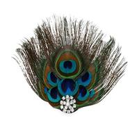 MZRAN Elegant Delicate Fascinator Feather Handmade Hair Accessories for Women Crystal Headpiece 1920s Art Ornament