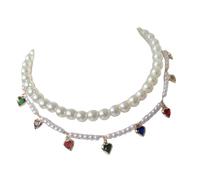 MZRAN Fashion Crystal Rhinestones Dog Cats Collar Necklace Adjustable Wedding Party Pet Jewelry For Puppy Kitten Girls Rhinestones Pet Necklace