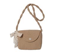 MZRAN Fashionable Beach Woven Straw Shoulder Bag Vintage Ethnic Sweet Lace Bowknot Crossbody Purse With Flap Cover For Women Womens Woven Small Crossbody Bag