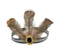 MZRAN Fashionable Feather Headpiece With Tail Decors And Sparkling Rhinestones Headdress Hair Decoration For Parties