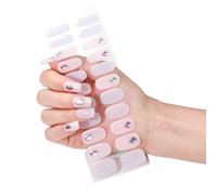 MZRAN Gels Nails Strips, Cured Gels Nails Strips French Styles Gels Nails Stickers Bronzing Nails Polish Strips Gels Nails
