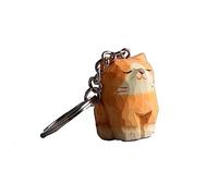 MZRAN Keychain Keyrings For Women Girls, Cartoon Cat Key Chain Hand Carved Wooden Backpack Car Pendant Animal Charm Keyring for Kids Bag Purse Backpack Handbag