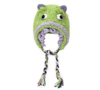 MZRAN Lovely Knitted Plush Monsters Hat for Skiing Hiking Size Lady Windproof with Braid Ear Flap Green
