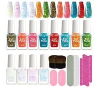 MZRAN Manicure Sticker, Unique Gel Nails Polished Set 12 Colors with Nails Brush Nails File Toe Divider Nails Art for Salon