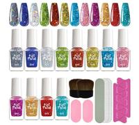 MZRAN Manicure Sticker, Unique Gel Nails Polished Set 12 Colors with Nails Brush Nails File Toe Divider Nails Art for Salon