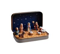 MZRAN Miniature Christmas Nativity Scene In A Tin Box Sustainable Holiday Art Piece Perfect For Family Gatherings Or Gifting Recyclable Holiday Centerpiece